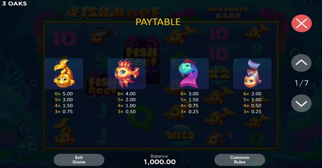 fish reef paytable paytable