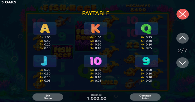 fish reef paytable2 paytable