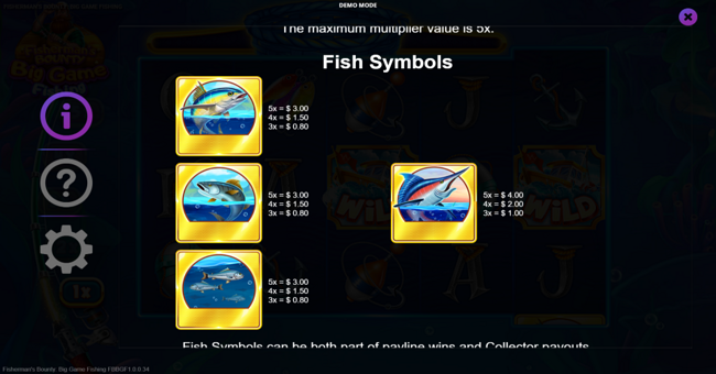 fishermans bounty big game fishing paytable 2 paytable