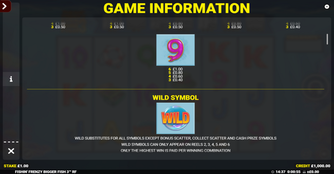 fishin frenzy even bigger fish 3 rapid fire jackpots paytable 2 paytable