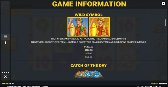 fishin frenzy the big catch gold spins paytable 1 paytable