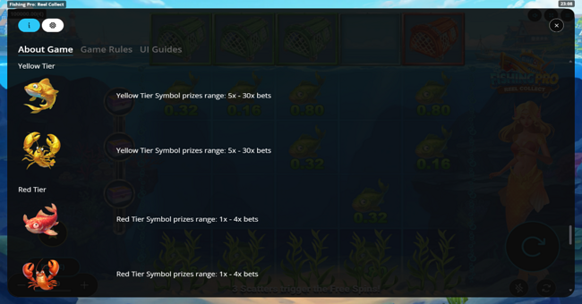 fishing pro reel collect paytable 2 paytable