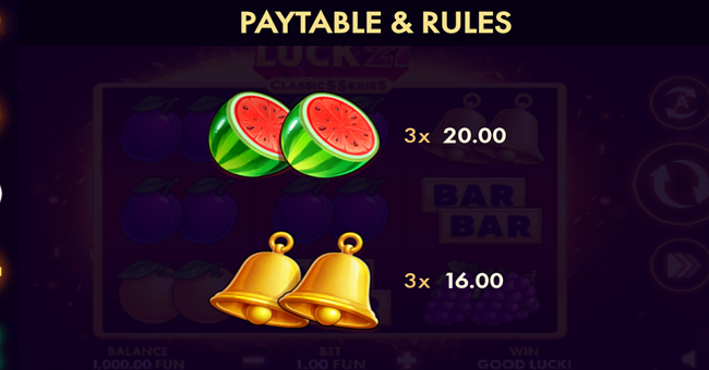 flaming luck 27 classic series paytable 2 paytable