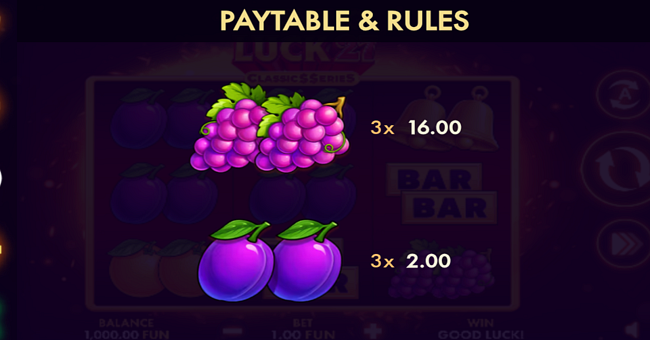 flaming luck 27 classic series paytable 3 paytable