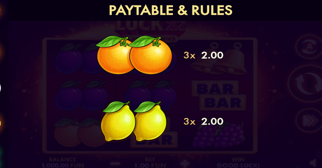 flaming luck 27 classic series paytable 4 paytable