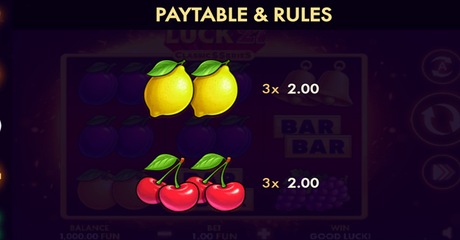 flaming luck 27 classic series paytable 5 paytable
