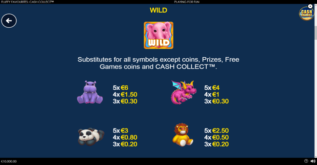 fluffy favourites cash collect paytable 1 paytable