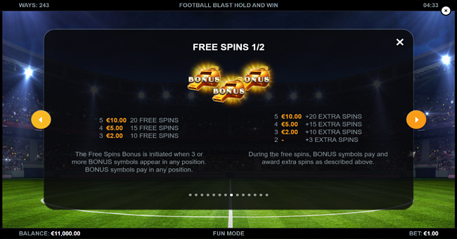 football blast hold and win paytable 1 paytable