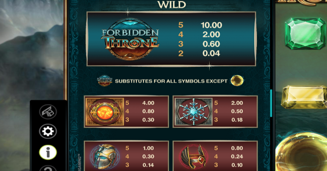 forbidden throne paytable 1 paytable