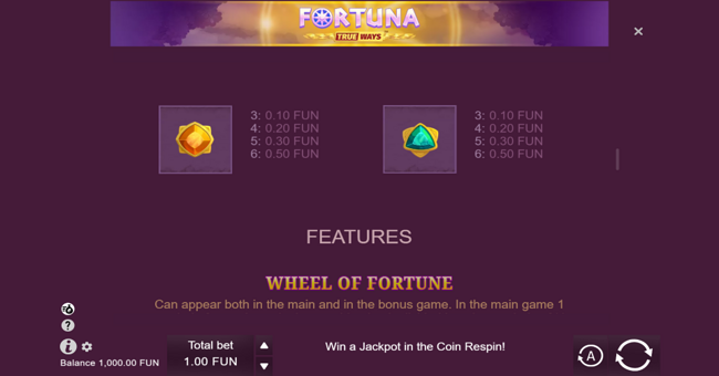 fortuna trueways paytable 2 paytable