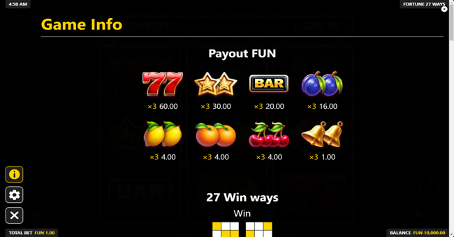 fortune 27 ways paytable paytable