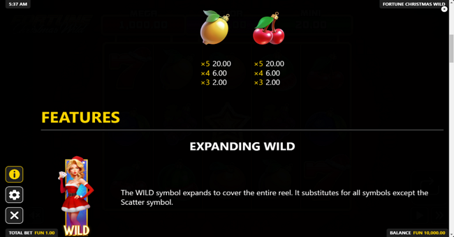 fortune christmas wild paytable 2 paytable