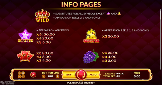 fortune crown 25 paytable 1 paytable