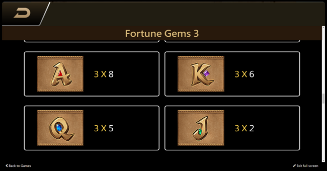 fortune gems 3 paytable 2 paytable