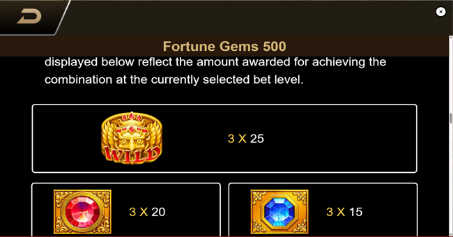 fortune gems 500 paytable 1 paytable