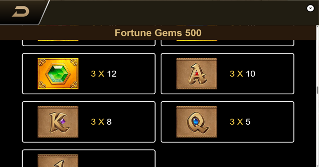 fortune gems 500 paytable 2 paytable