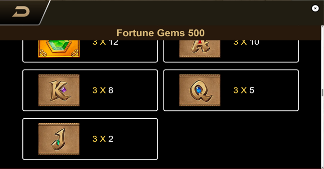 fortune gems 500 paytable 3 paytable