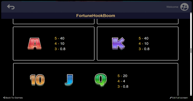 fortune hook boom paytable 2 paytable