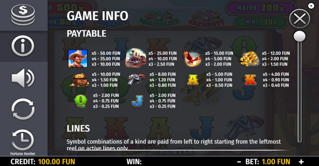 fortune hunter paytable paytable