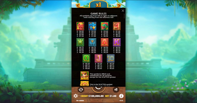 fortune of aztec paytable paytable