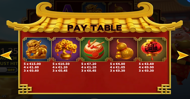 fortune pig vip paytable 1 paytable