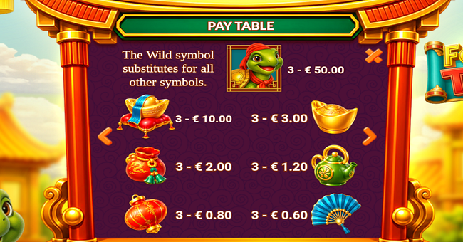 fortune tarta paytable paytable