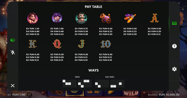 freak out paytable paytable