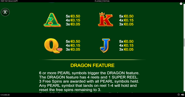 free the dragon paytable 2 paytable