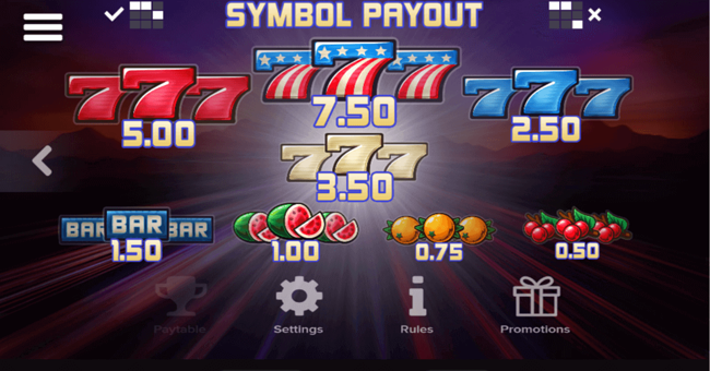 freeway 7 playtable paytable