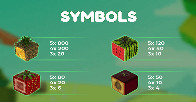 fruit cube paytable paytable
