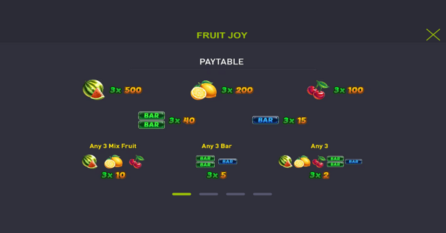 fruit joy paytable paytable