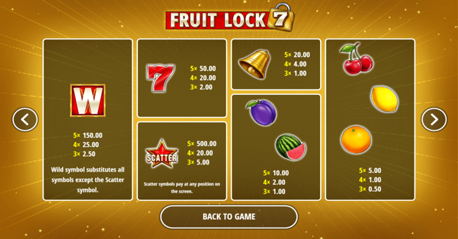 fruit lock 7 paytable 1 paytable