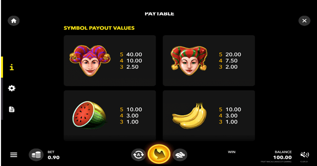 fruit macau paytable paytable