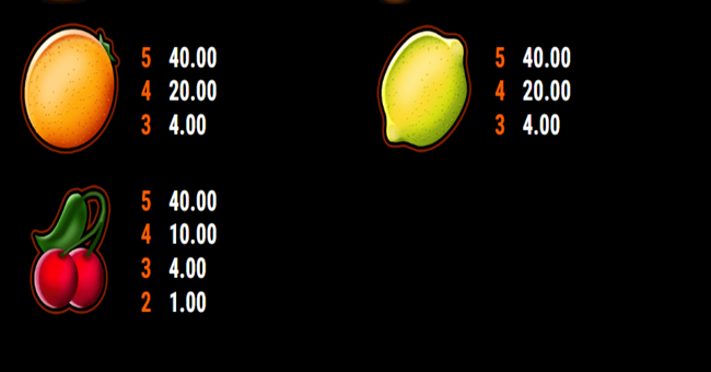 fruit mania paytable2 paytable