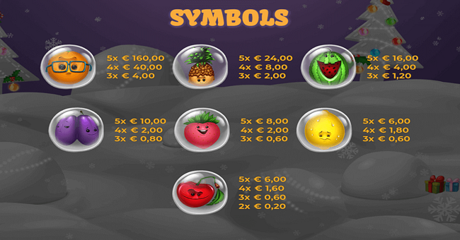 fruit monster christmas paytable paytable