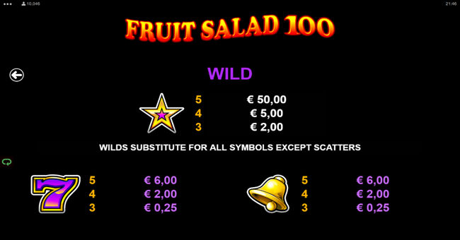 fruit salad 100 paytable 2 paytable