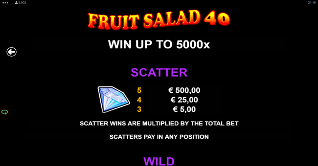 fruit salad 40 paytable 1 paytable