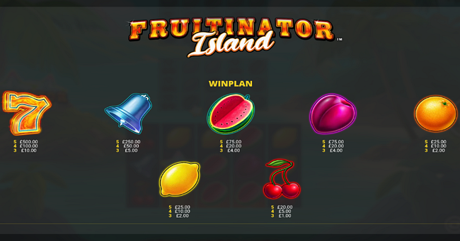 fruitinator island paytable paytable