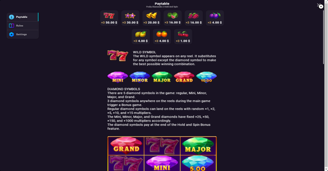 fruity diamonds 2 paytable paytable