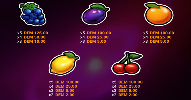 fruityliner supreme paytable 2 paytable