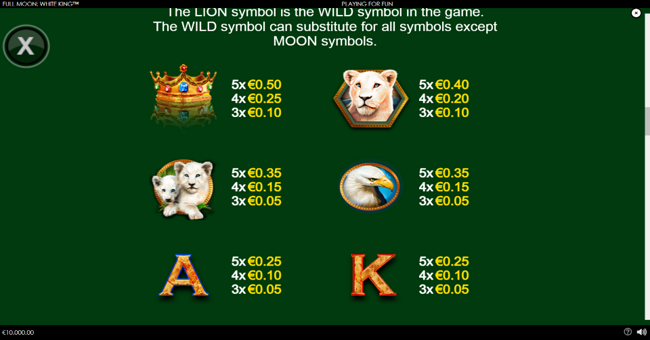 full moon white king paytable 1 paytable