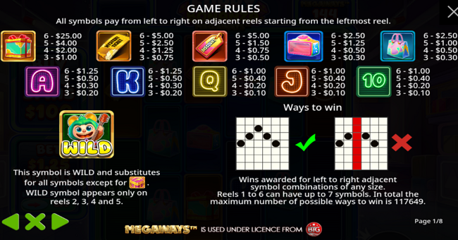 furry bonanza megaways paytable paytable