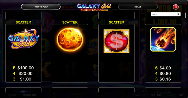 galaxy gold paytable 1 paytable