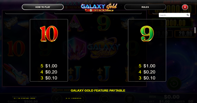galaxy gold paytable 4 paytable
