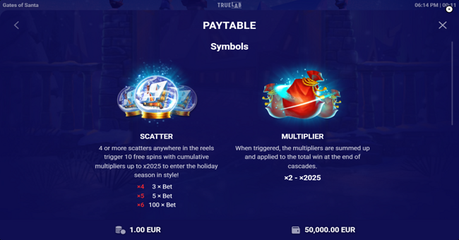 gates of santa paytable 1 paytable