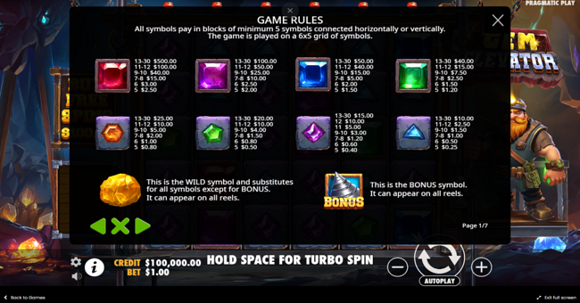 gem elevator scatter paytable paytable