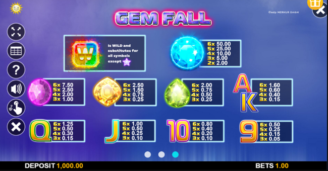 gem fall paytable paytable