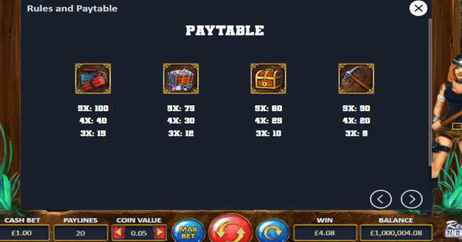 gem miner paytable 1 paytable