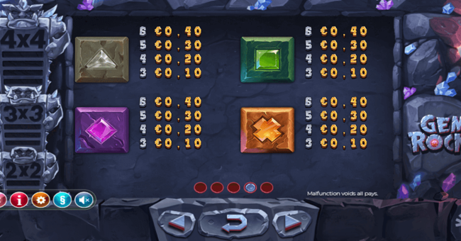 gem rocks 2 paytable