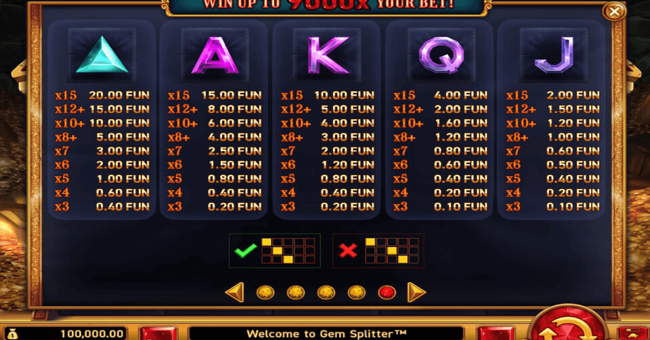 gem splitter paytable 2 paytable